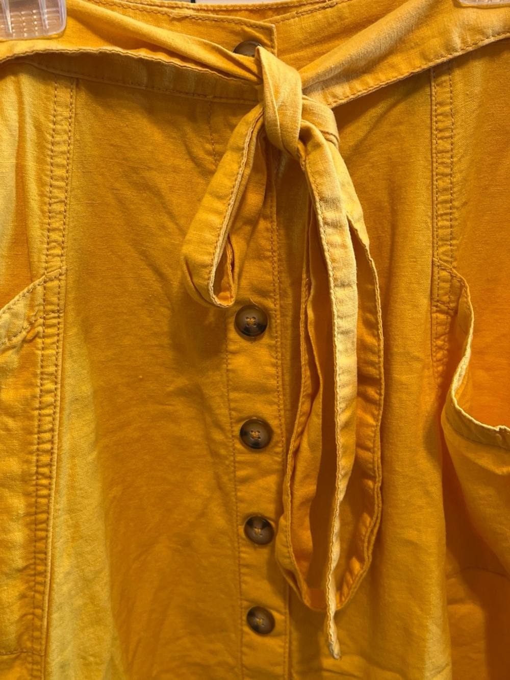 a.n. Button-Front Yellow Midi Skirt with Tie Waist - Picture 3 of 4
